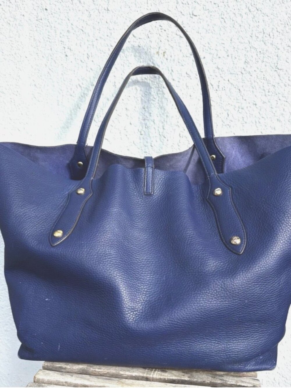 ANNABEL INGALL Isabella Tote in DEEP BLUE size LARGE -- Luxury Leather Bag! - Picture 13 of 13